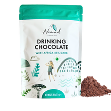 Load image into Gallery viewer, Nomad Drinking Chocolate package with cocoa powder on a white background