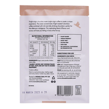 Load image into Gallery viewer, Nomad Chocolate Mocha Latte, dark cacao with instant coffee, Mini Pack 40g back of bag