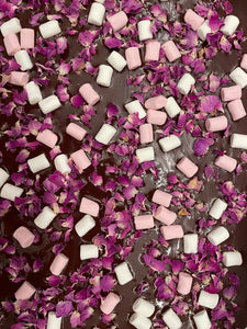 Rose Petals & Marshmallows Dark Chocolate Bark