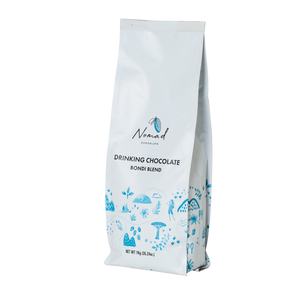 White bag of Nomad Drinking Chocolate Bondi Blend on a white background