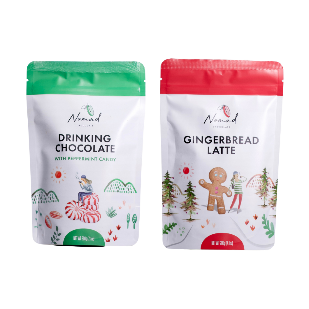 Image of Nomad Chocolate peppermint candy and gingerbread latte 200g
