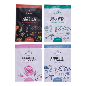 Nomad Drinking Chocolate Damask Rose, Australian Peppermint Gum, Ruby Bliss with Beetroot and Spices, Australian Native, Vegan, Dairy Free, Gluten Free