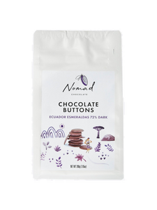 Nomad Chocolate Vegan, dairy and gluten free 72% dark chocolate buttons baking chocolate