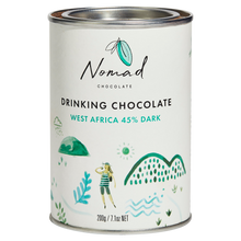 Load image into Gallery viewer, Nomad Hot Chocolate West Africa 45% Dark white tin front side