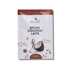 Load image into Gallery viewer, Nomad Chocolate Spiced Coconut Latte, coconut milk powder with cinnamon and spices. Gluten Free and no artificial flavouring. Mini Pack 40g